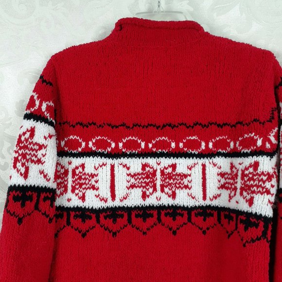 Yarnworks Snowflake Chunky Knit Sweater Size M. Red black white. Ski Novelty - Picture 7 of 11